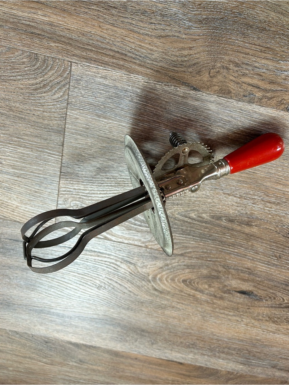 Vintage Hand Crank Beater with Red Handle